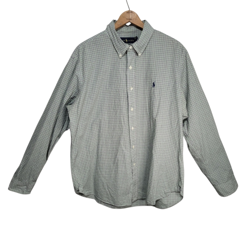 Ralph Lauren Polo Men's Plaid Button Down Shirt Size XL 100% Cotton Office